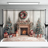 Lofaris Modern Weiß Wand Weihnachten Stimmung Kamin Hintergrund